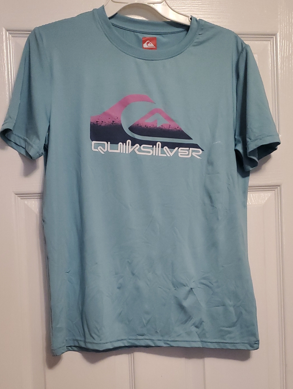 Quiksilver Sky Blue Tee with Pink and Navy Logo